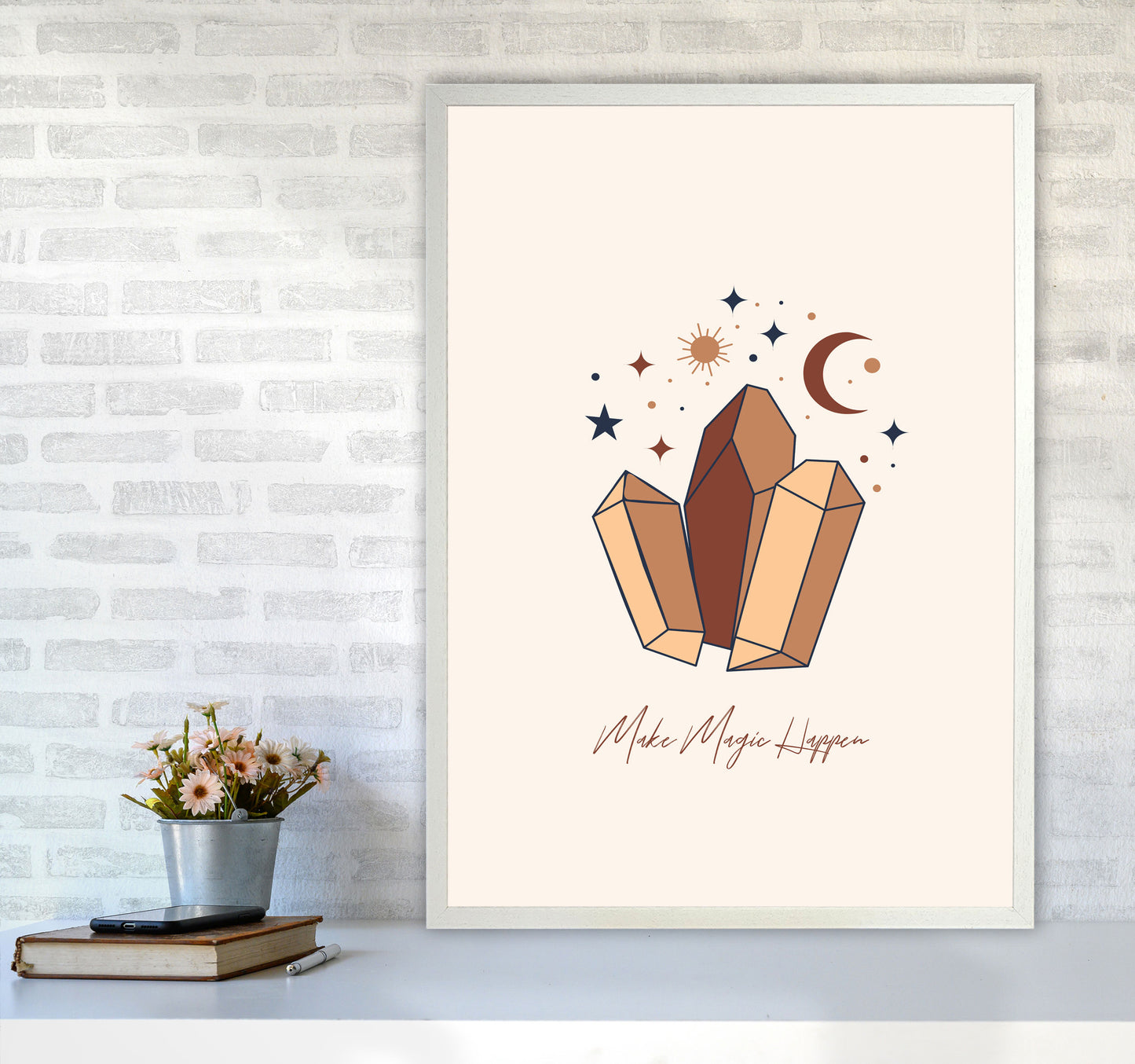 Mystical Crystal Magic Art Print by Essentially Nomadic A1 Oak Frame