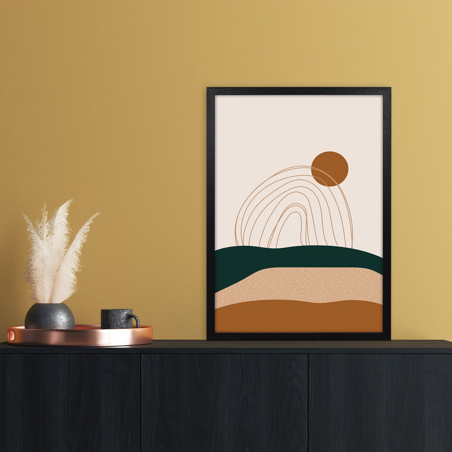 Abstract Rainbow Landscape Art Print by Essentially Nomadic A2 White Frame