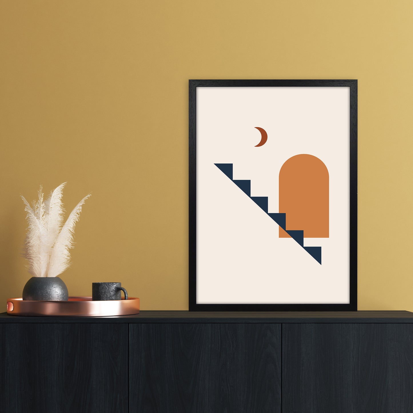 Minimal Geo Art Print by Essentially Nomadic A2 White Frame