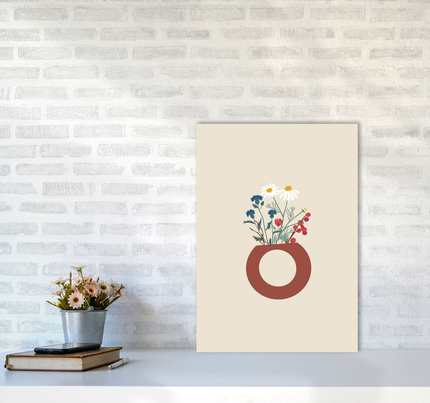 Vase With Flowers Art Print by Essentially Nomadic A2 Black Frame