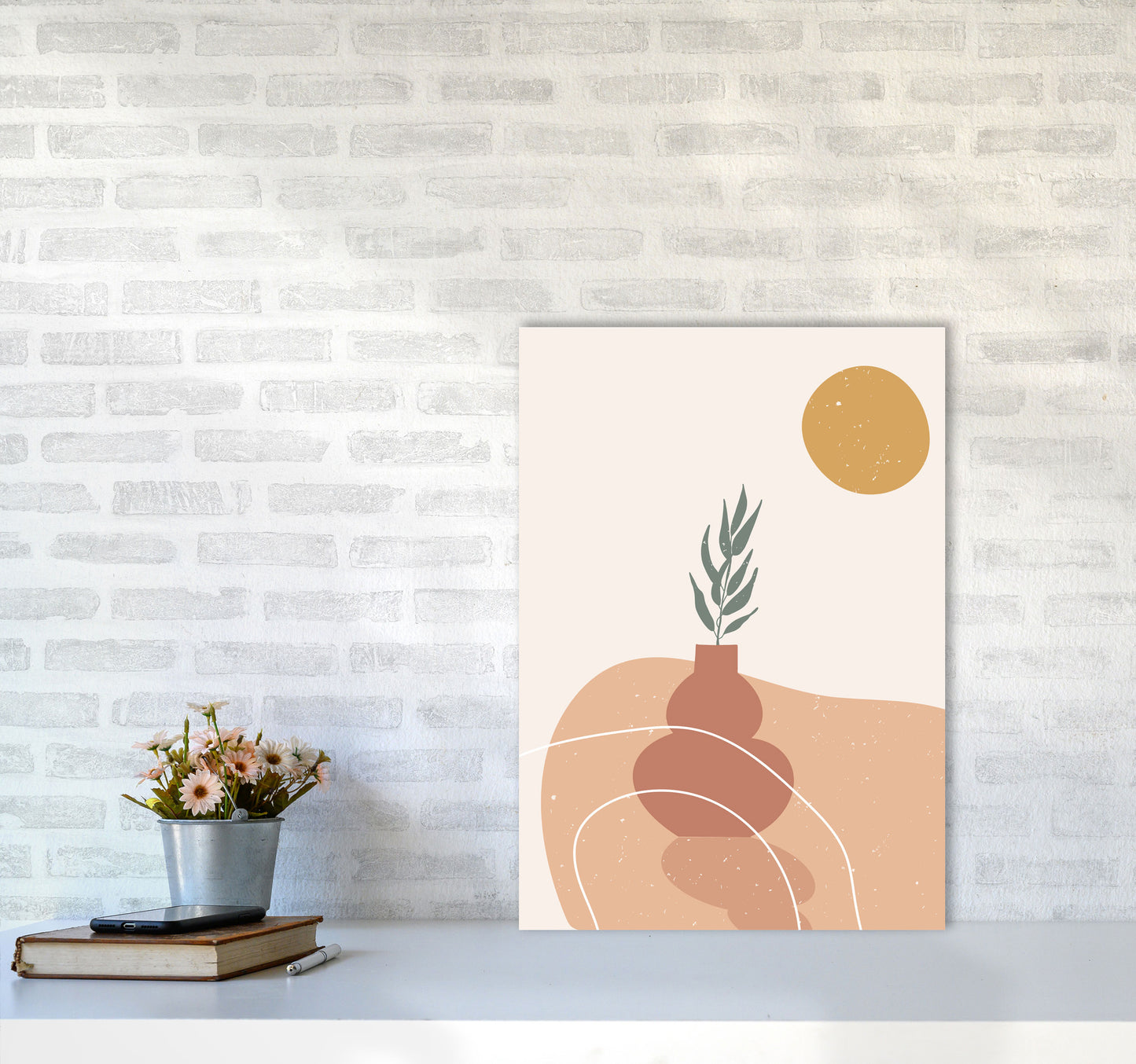Vase Botanical Art Print by Essentially Nomadic A2 Black Frame