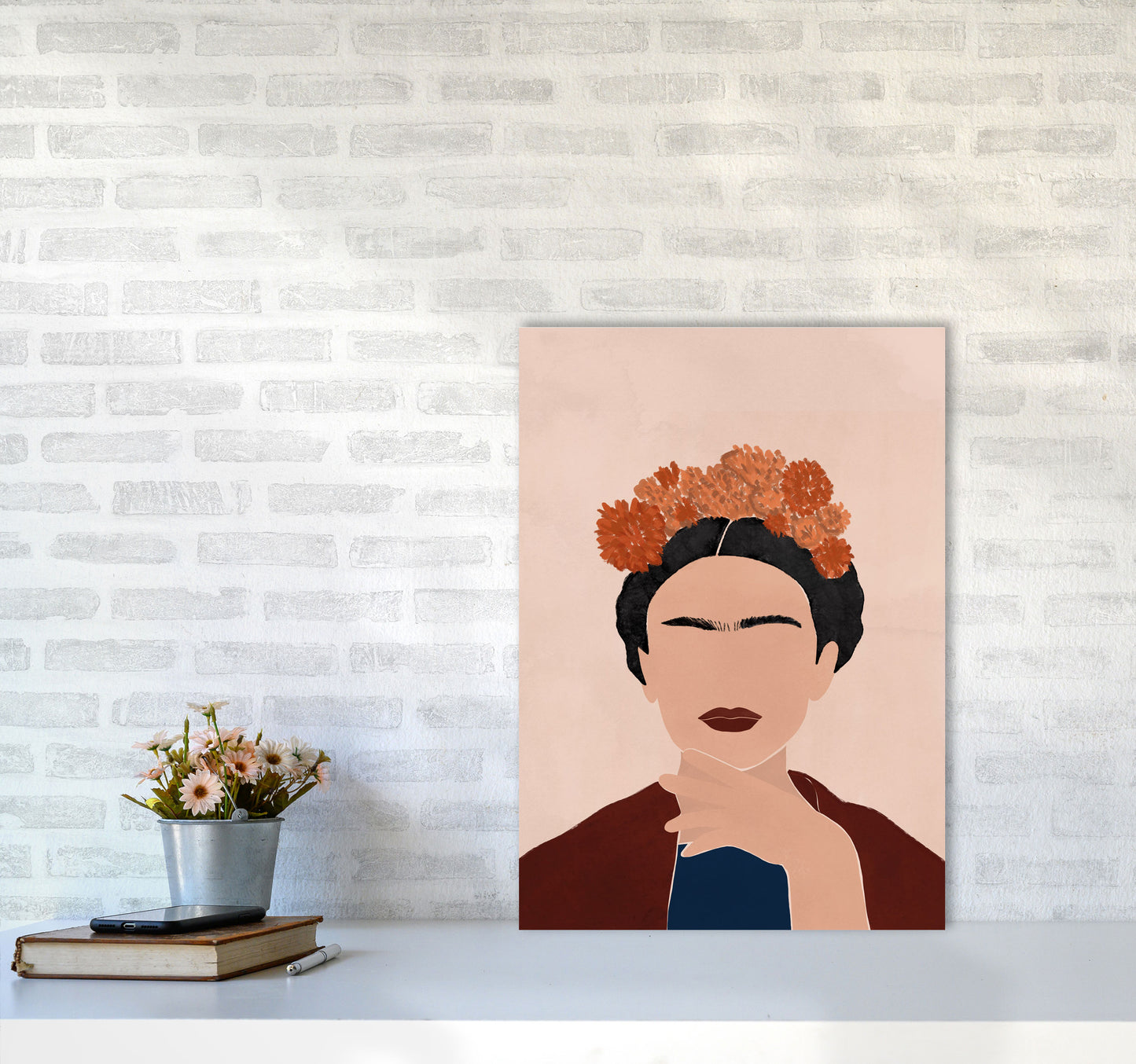 Frida Illustration Art Print by Essentially Nomadic A2 Black Frame