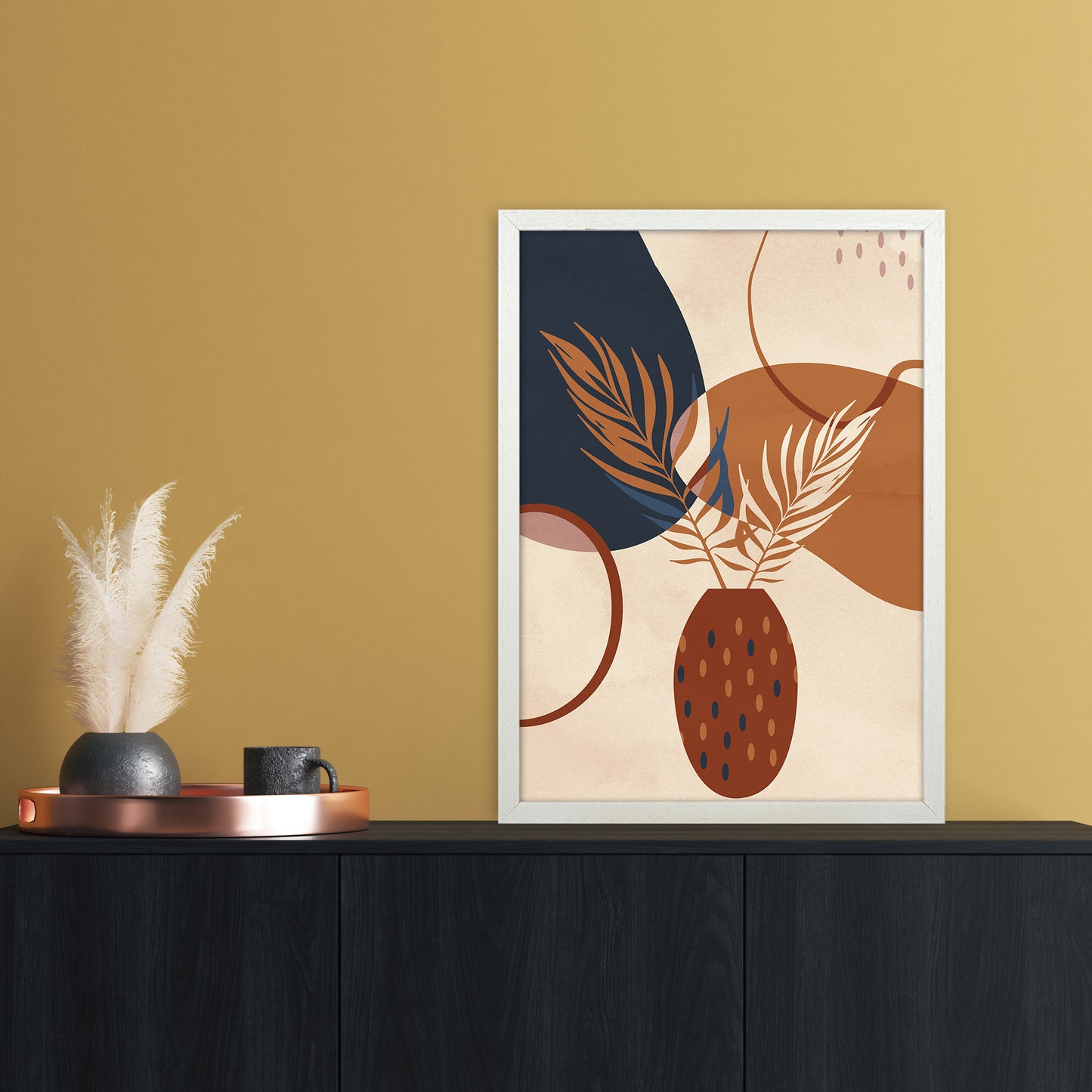 Mid Century Vase Art Print by Essentially Nomadic A2 Oak Frame