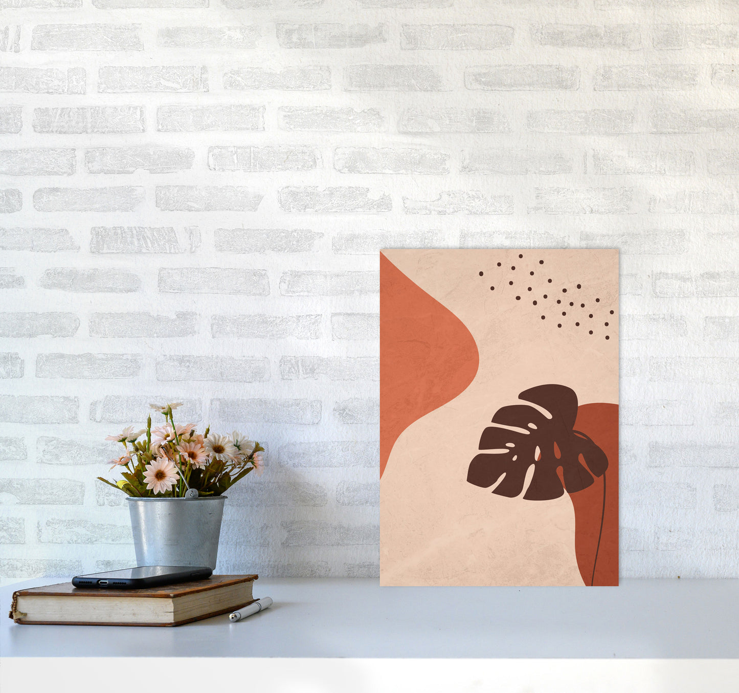 Abstract Art Monstera Art Print by Essentially Nomadic A3 Black Frame