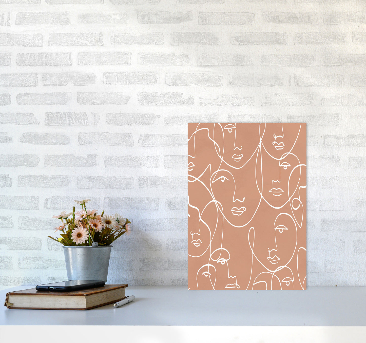 Face Beige Line Art Art Print by Essentially Nomadic A3 Black Frame
