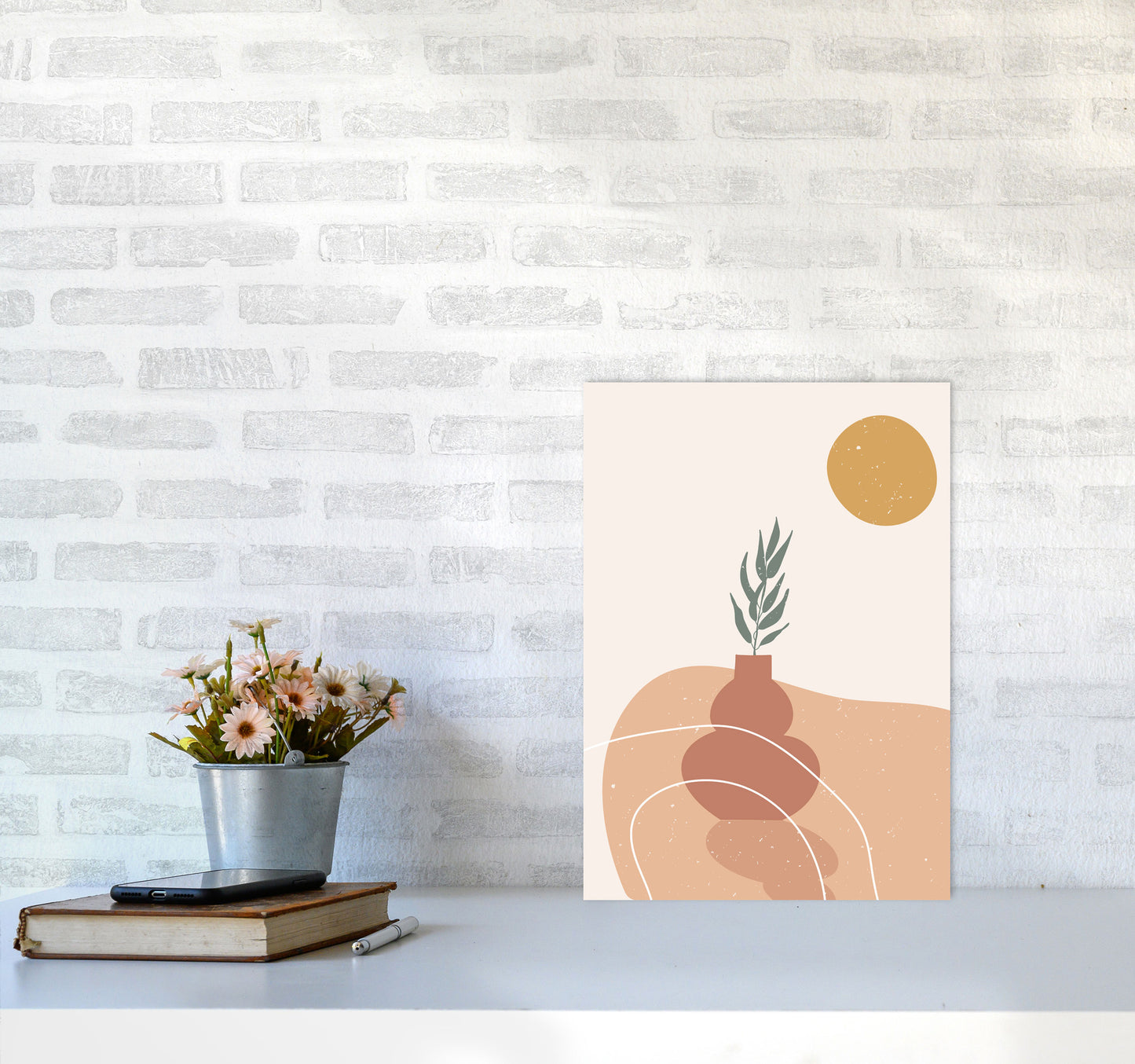 Vase Botanical Art Print by Essentially Nomadic A3 Black Frame