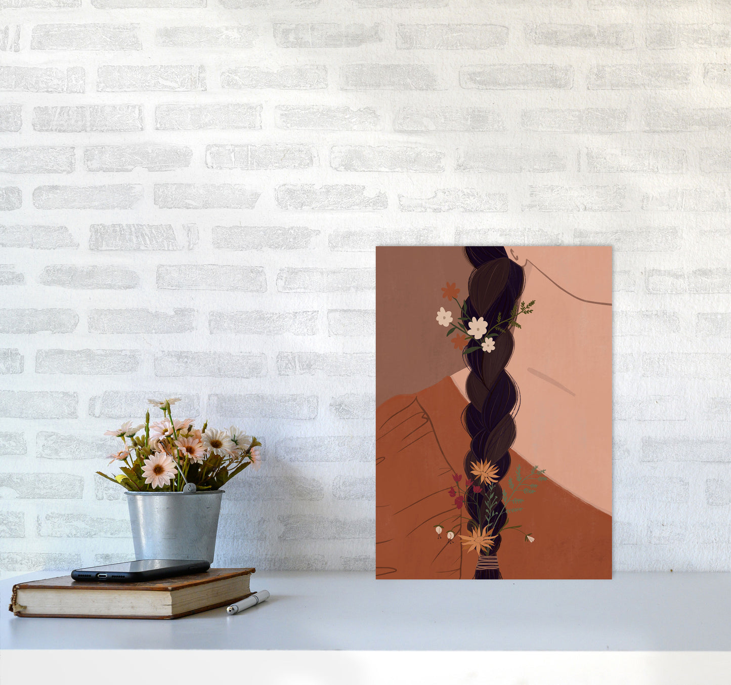 Girl Wildflower Art Print by Essentially Nomadic A3 Black Frame