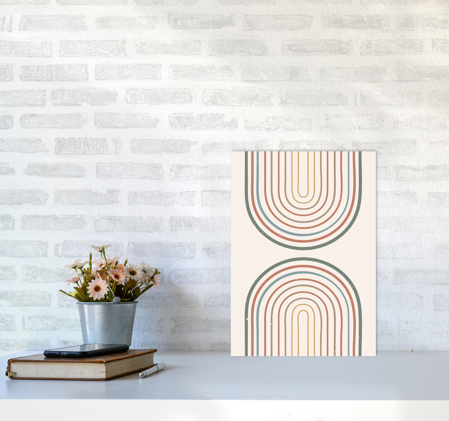 Mid Century Rainbow Art Print by Essentially Nomadic A3 Black Frame