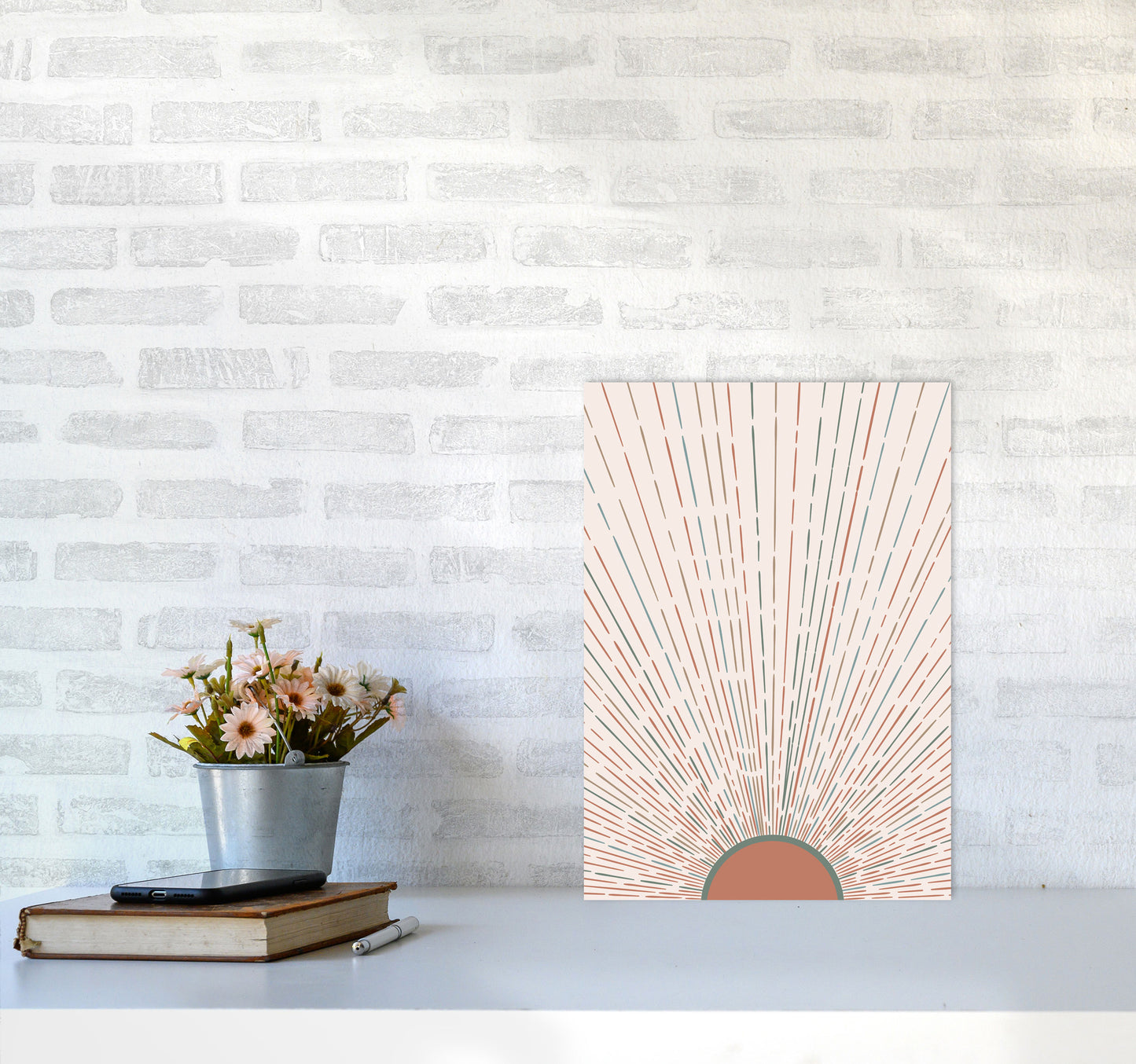 Midcentury Sun Rays Art Print by Essentially Nomadic A3 Black Frame