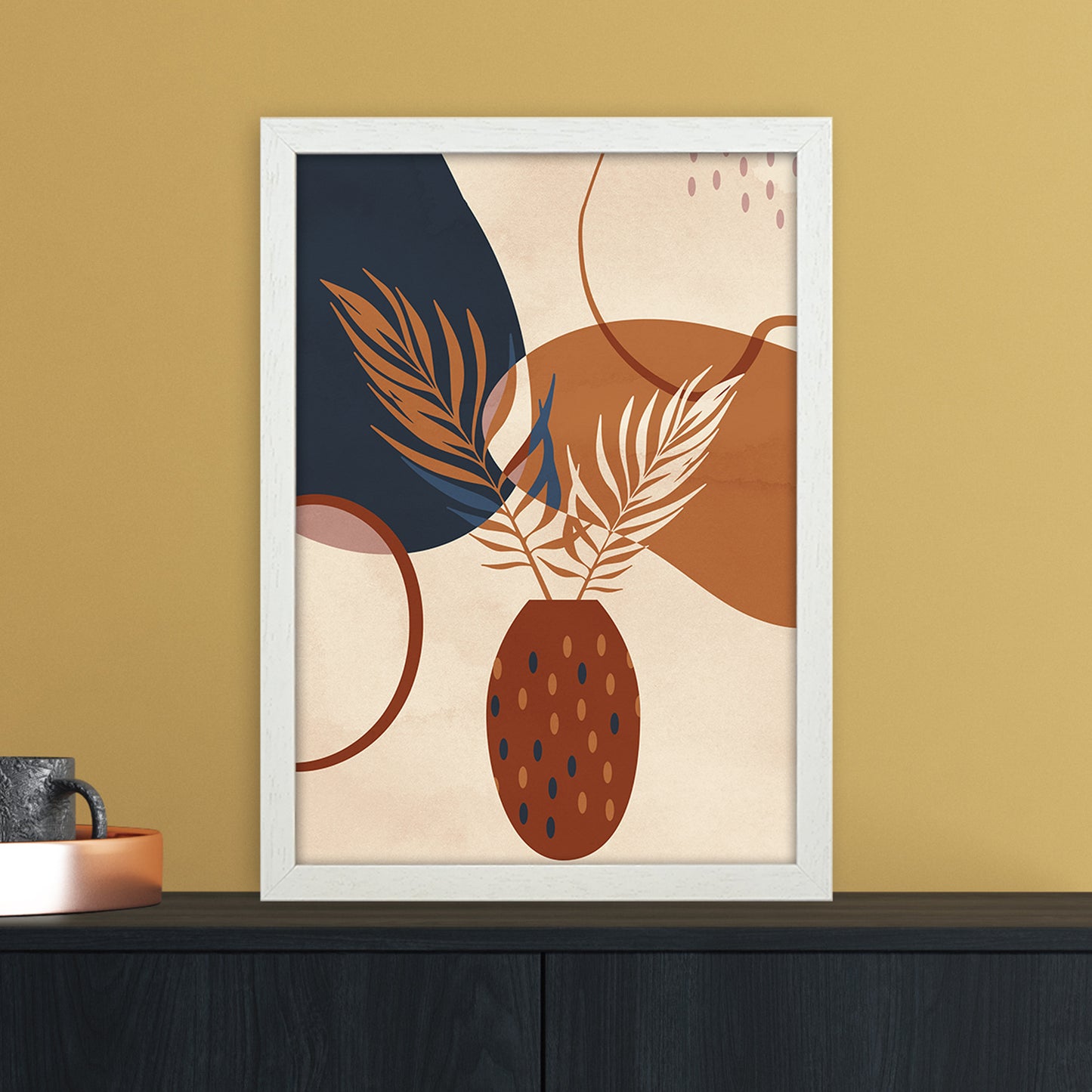Mid Century Vase Art Print by Essentially Nomadic A3 Oak Frame