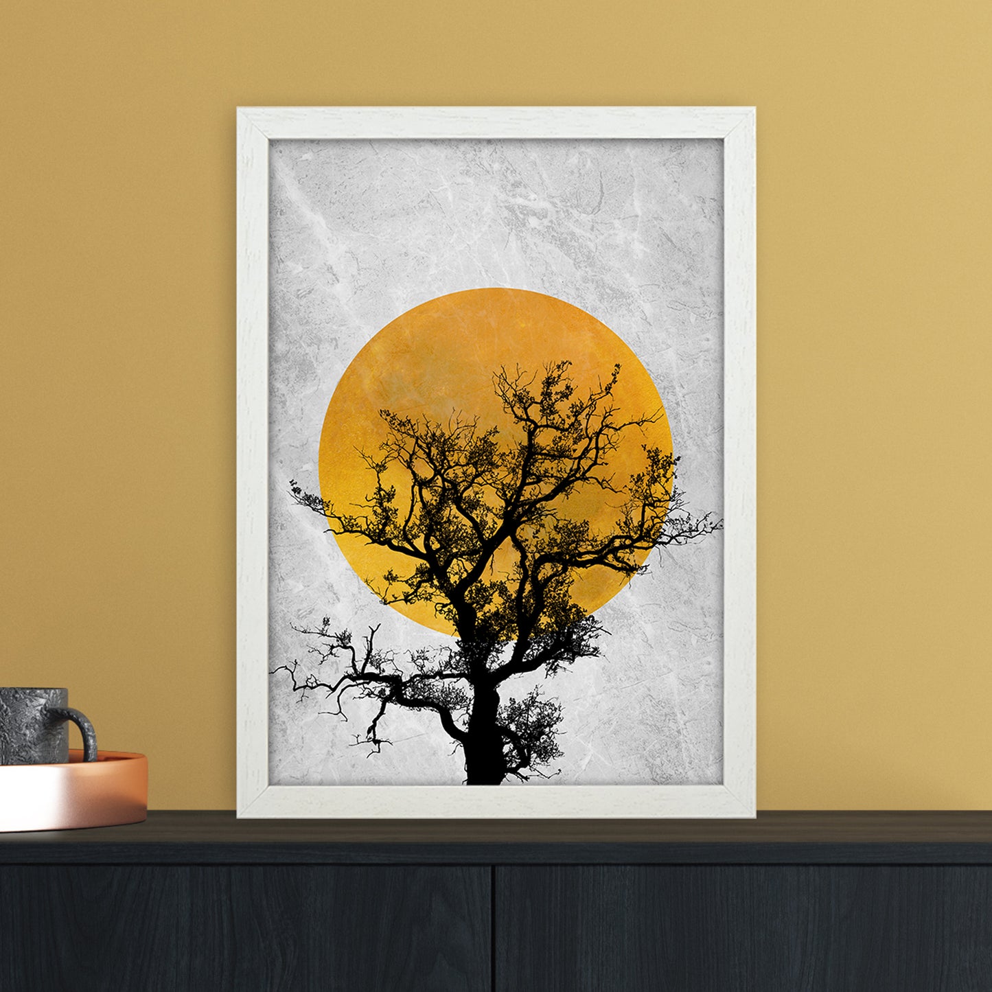The Sunset Tree Art Print by Essentially Nomadic A3 Oak Frame