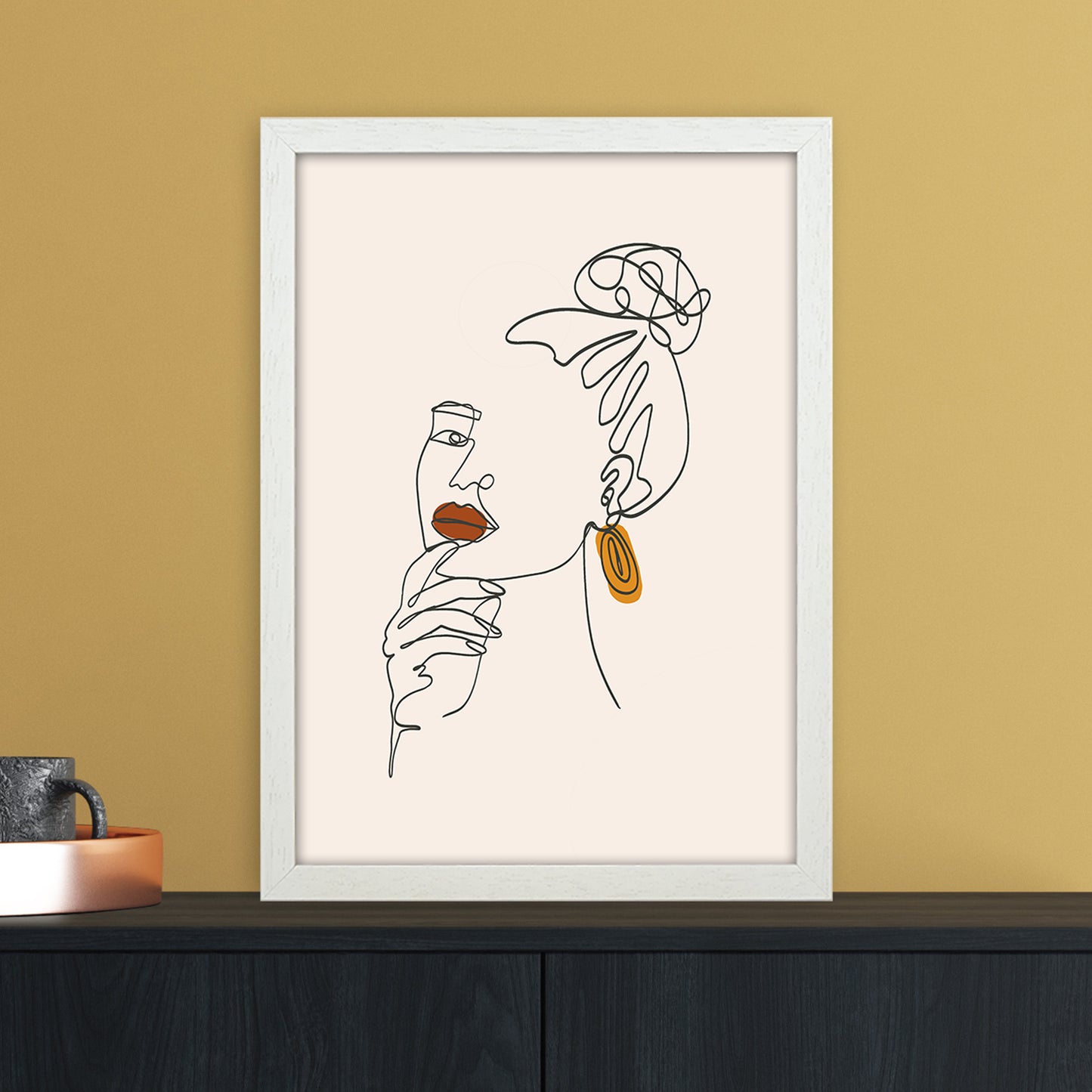 Women Line Art Art Print by Essentially Nomadic A3 Oak Frame