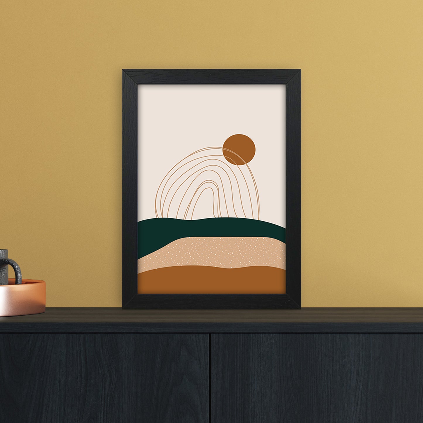 Abstract Rainbow Landscape Art Print by Essentially Nomadic A4 White Frame