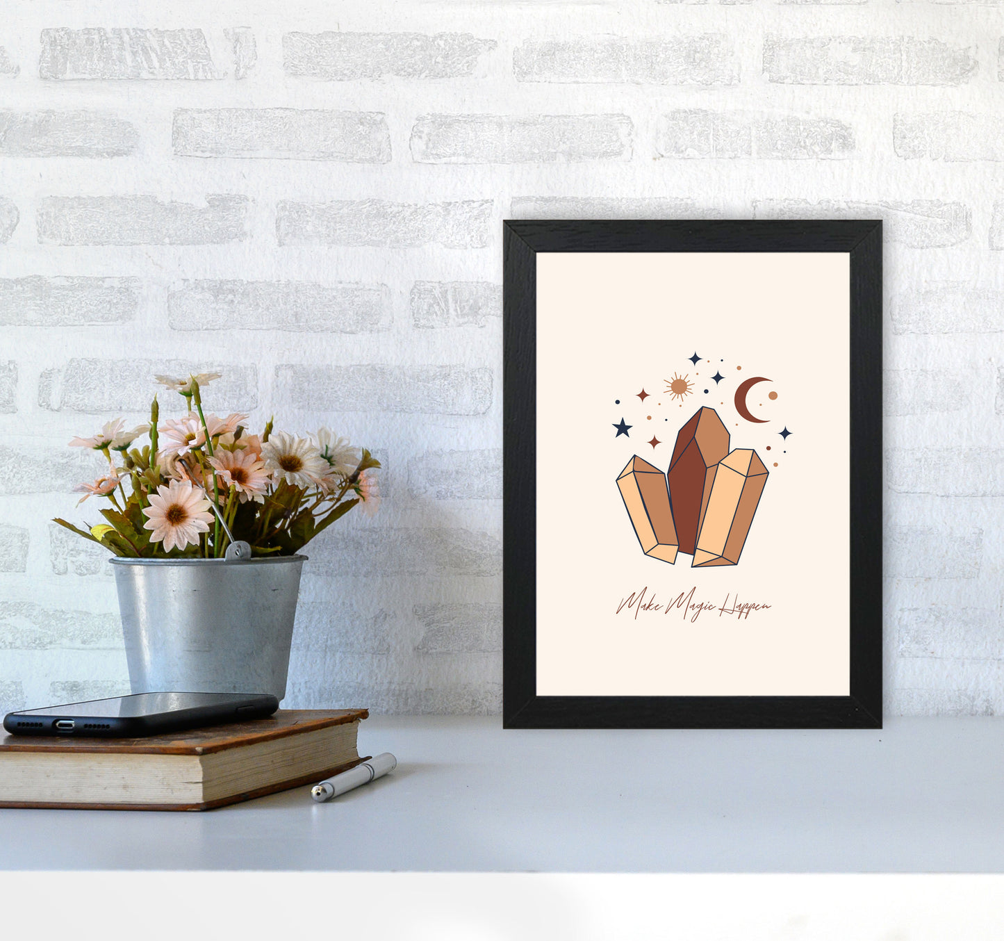 Mystical Crystal Magic Art Print by Essentially Nomadic A4 White Frame