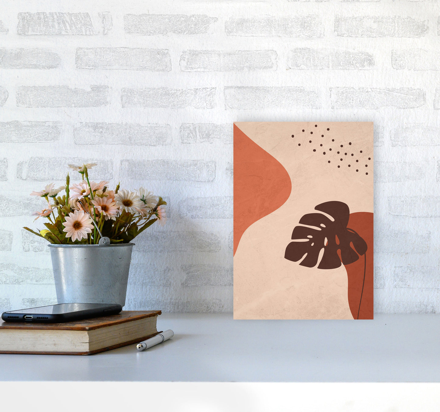 Abstract Art Monstera Art Print by Essentially Nomadic A4 Black Frame