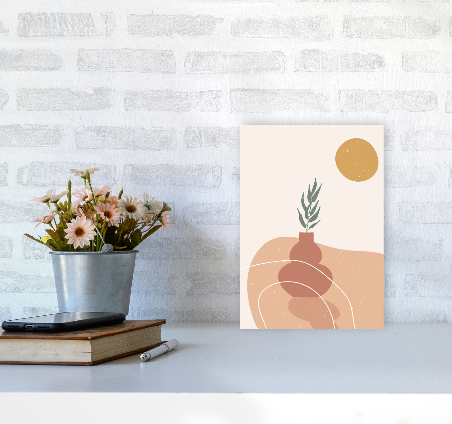 Vase Botanical Art Print by Essentially Nomadic A4 Black Frame