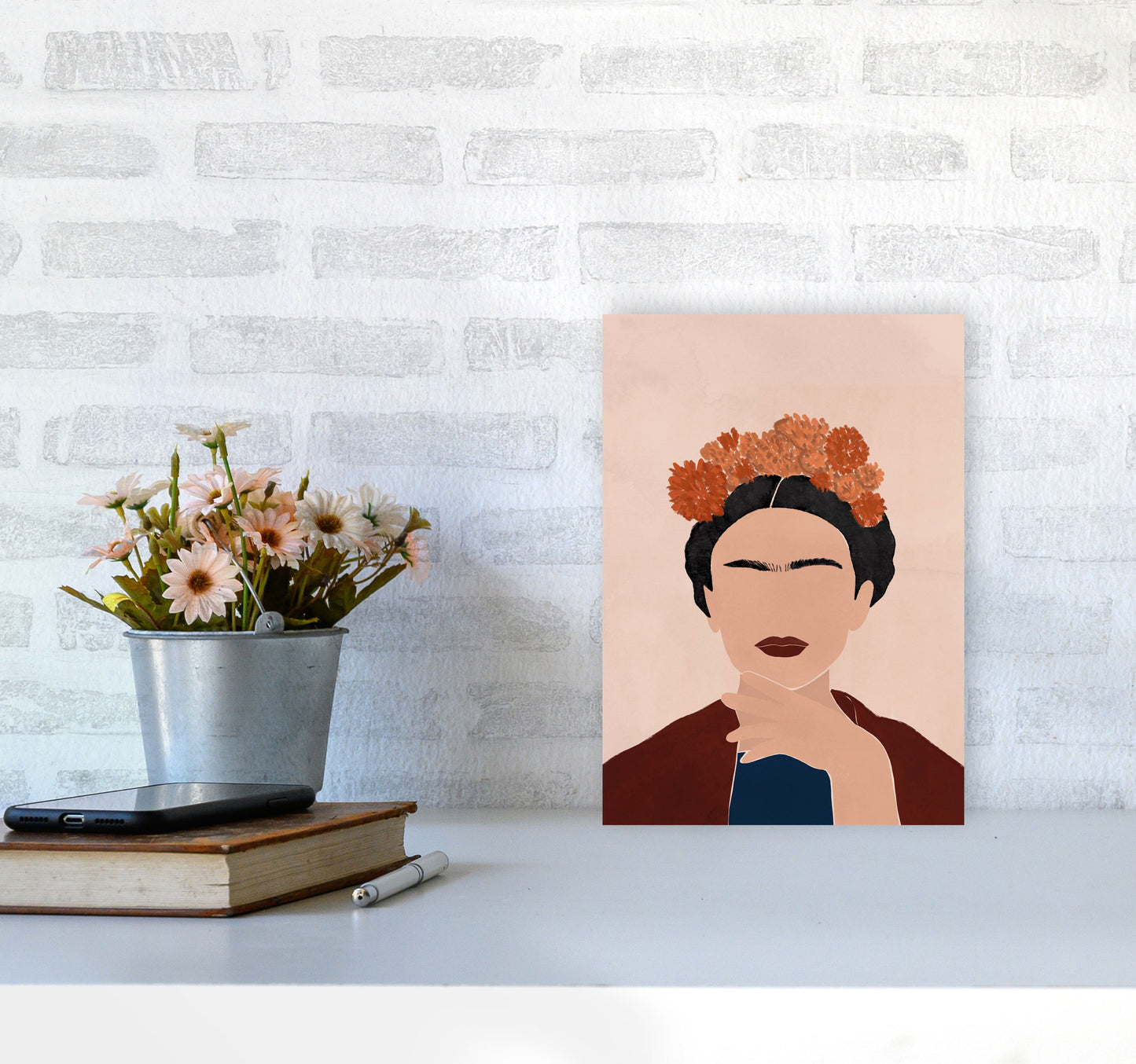 Frida Illustration Art Print by Essentially Nomadic A4 Black Frame