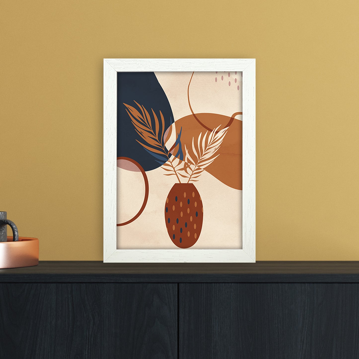 Mid Century Vase Art Print by Essentially Nomadic A4 Oak Frame