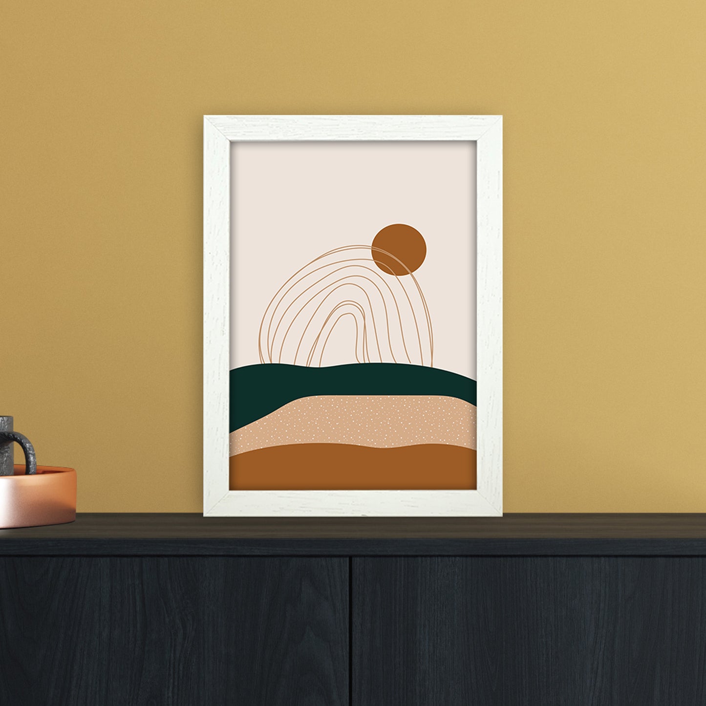 Abstract Rainbow Landscape Art Print by Essentially Nomadic A4 Oak Frame