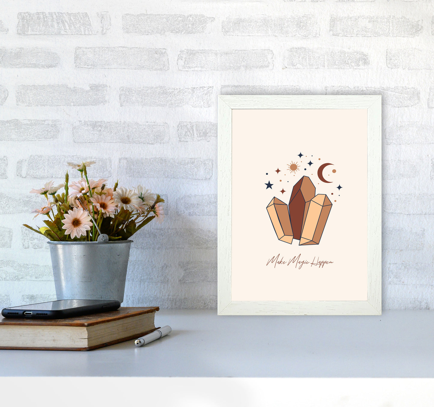 Mystical Crystal Magic Art Print by Essentially Nomadic A4 Oak Frame