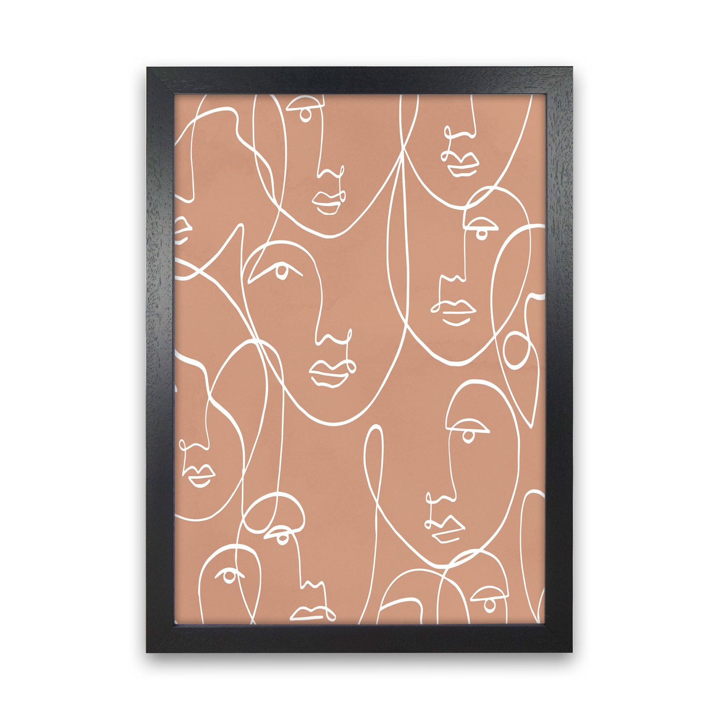 Face Beige Line Art Art Print by Essentially Nomadic Black Grain
