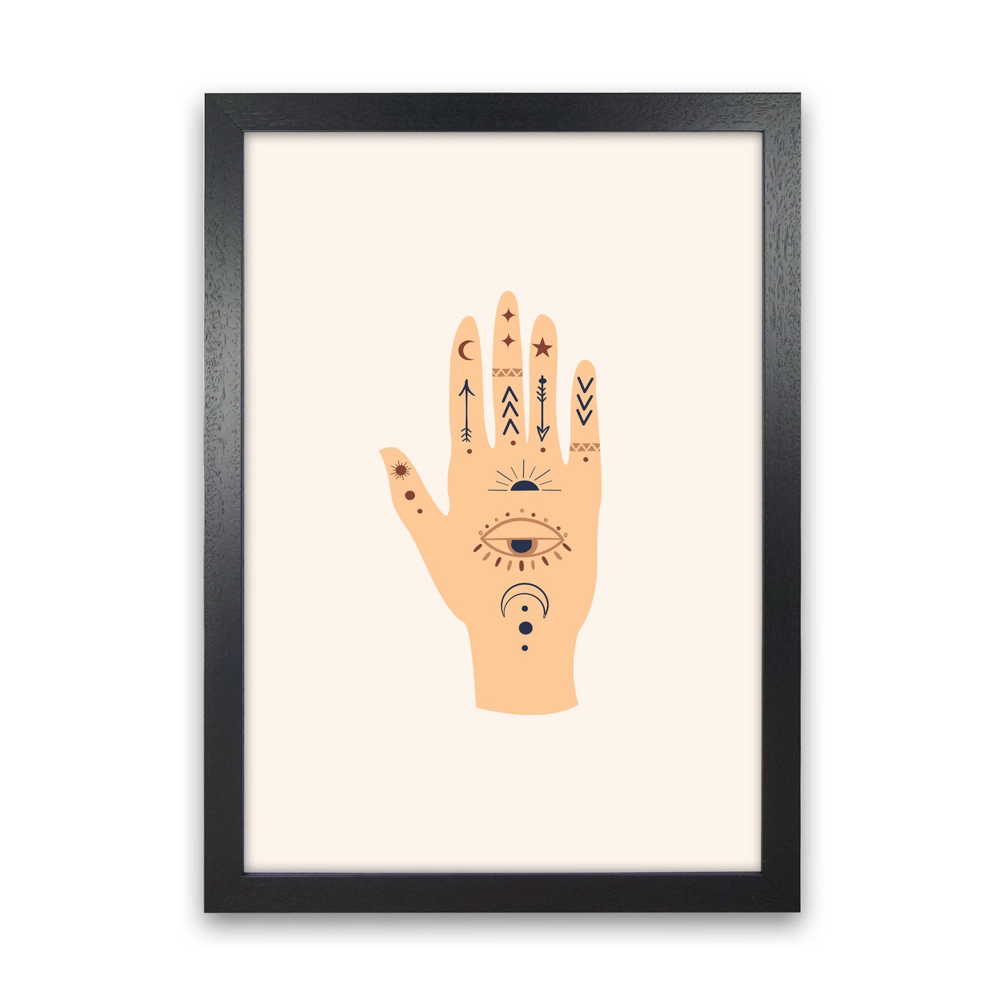 Mystical Celestial Palm Art Print by Essentially Nomadic Black Grain