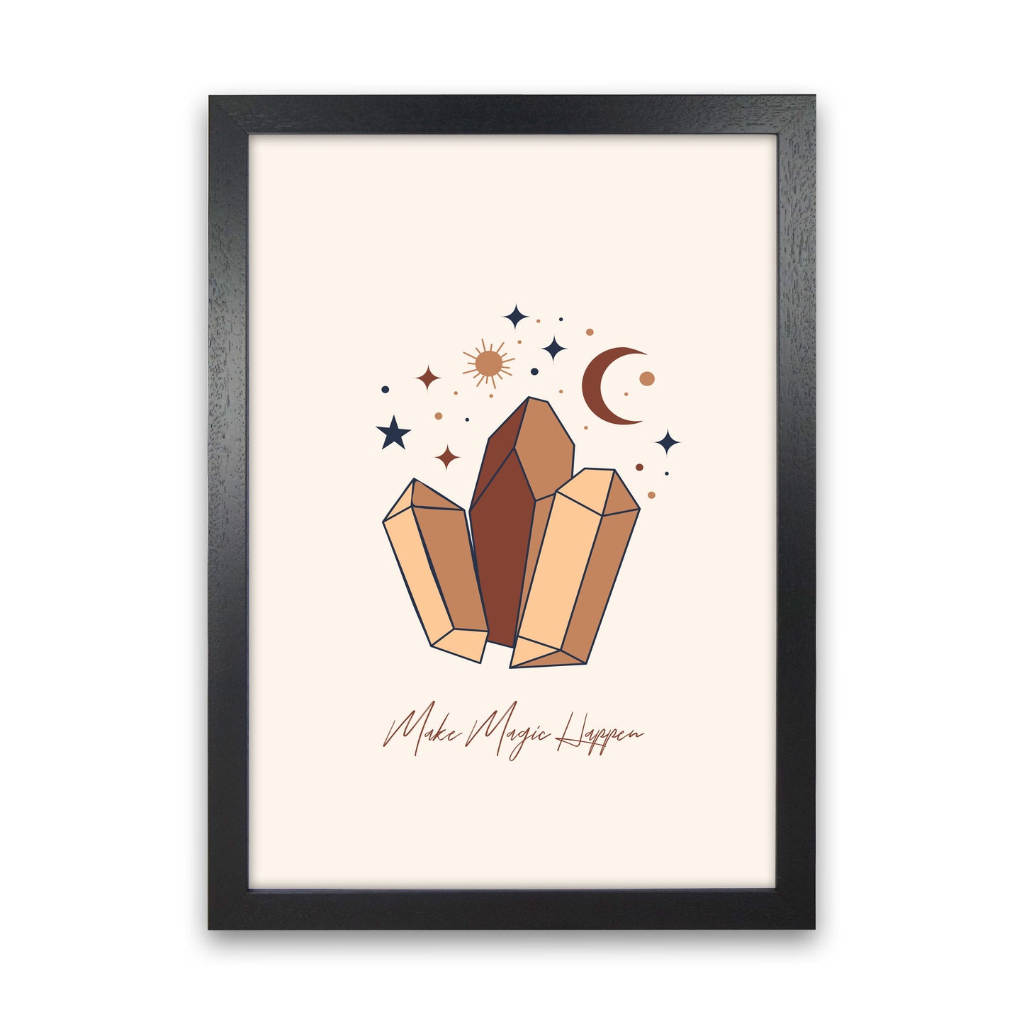 Mystical Crystal Magic Art Print by Essentially Nomadic Black Grain