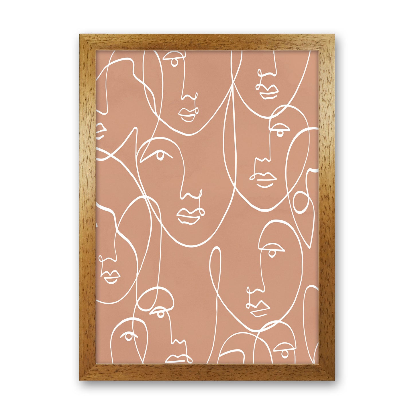 Face Beige Line Art Art Print by Essentially Nomadic Oak Grain