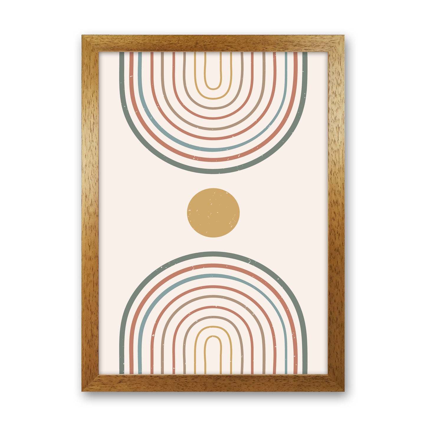 Mid Century Rainbow Sun Art Print by Essentially Nomadic Oak Grain
