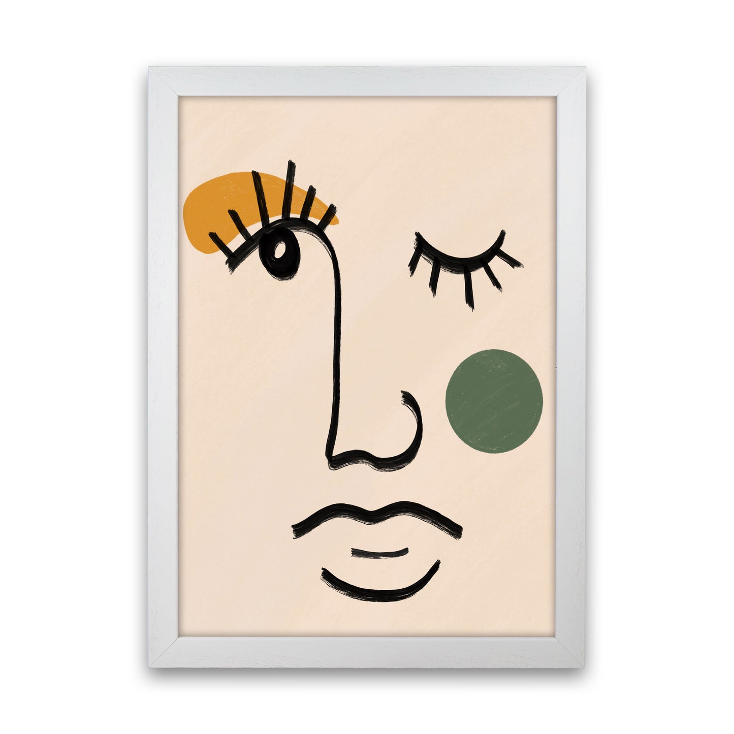 Absract 3 Face Line Art Art Print by Essentially Nomadic White Grain