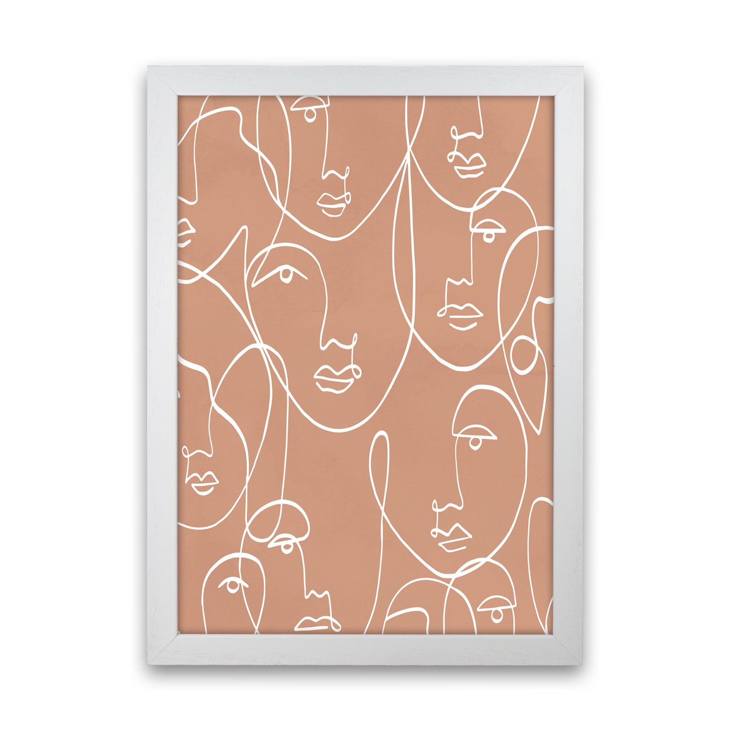 Face Beige Line Art Art Print by Essentially Nomadic White Grain