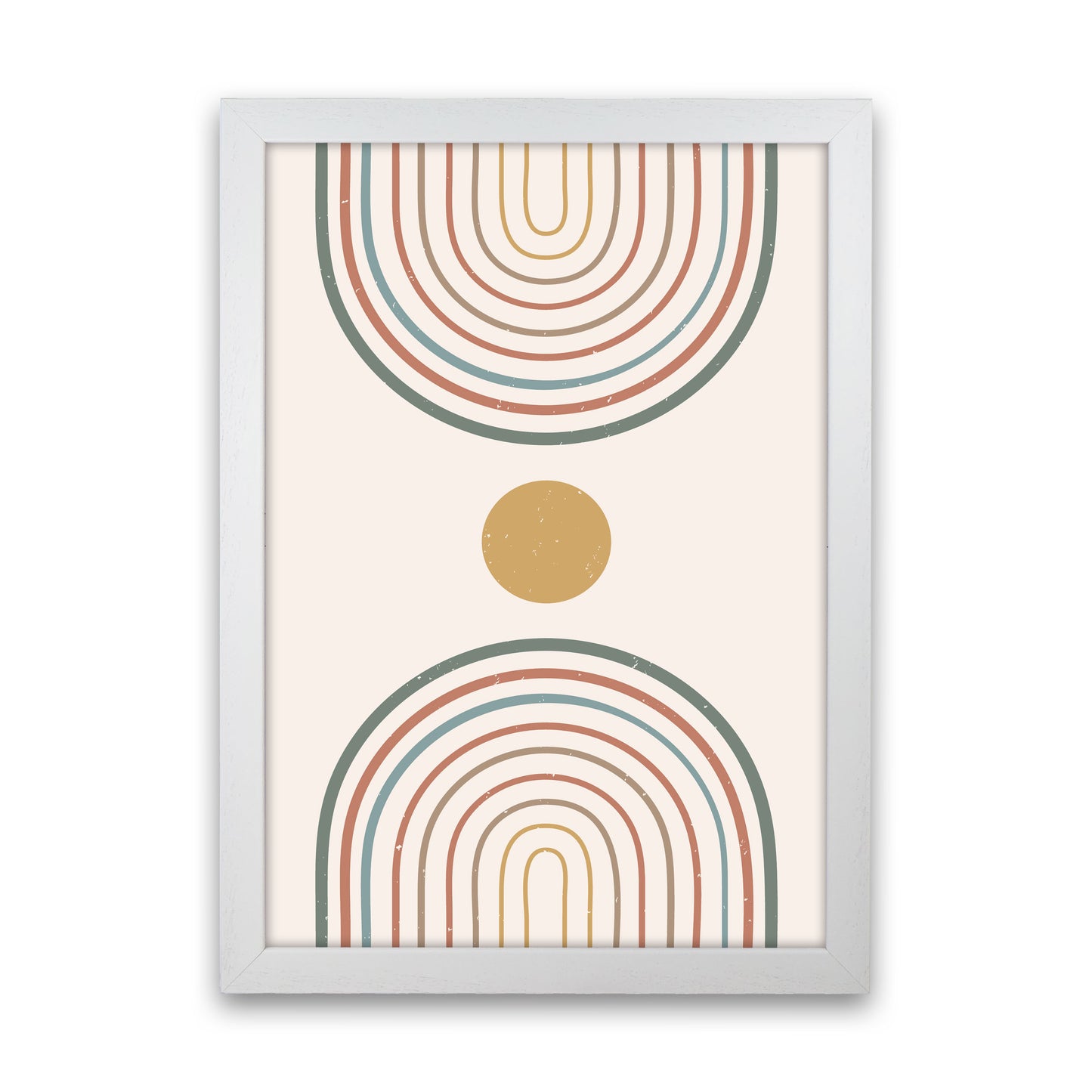 Mid Century Rainbow Sun Art Print by Essentially Nomadic White Grain