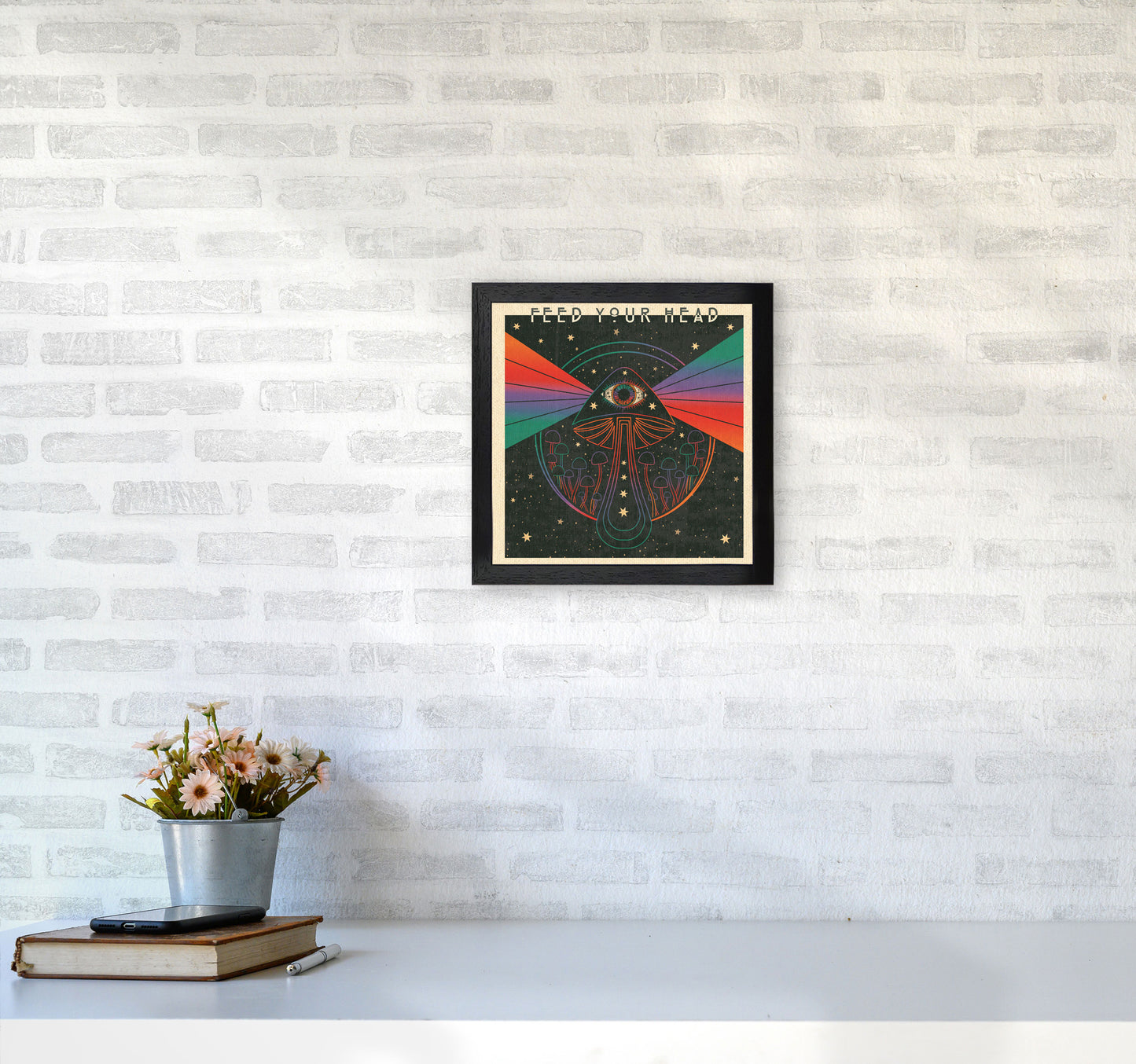 Feed Your Head Art Print by Inktally3030 White Frame