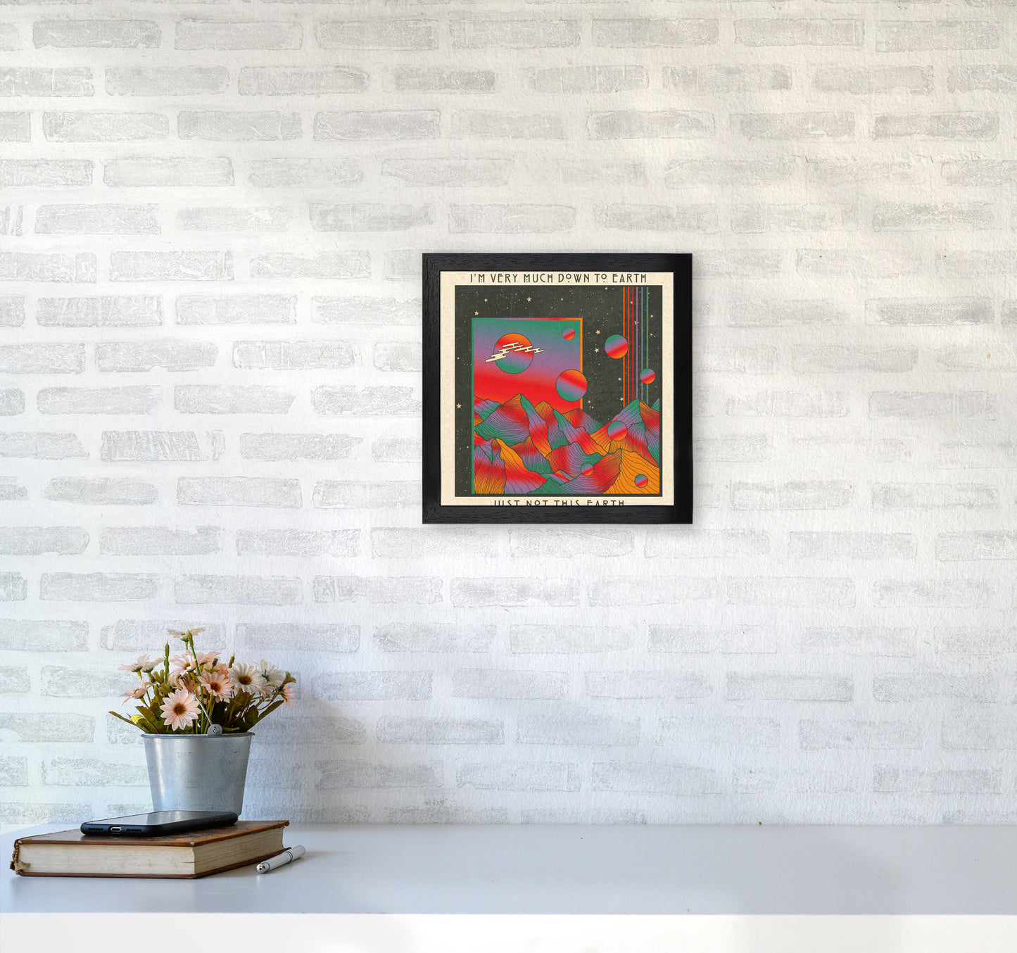 Down To Earth Art Print by Inktally3030 White Frame