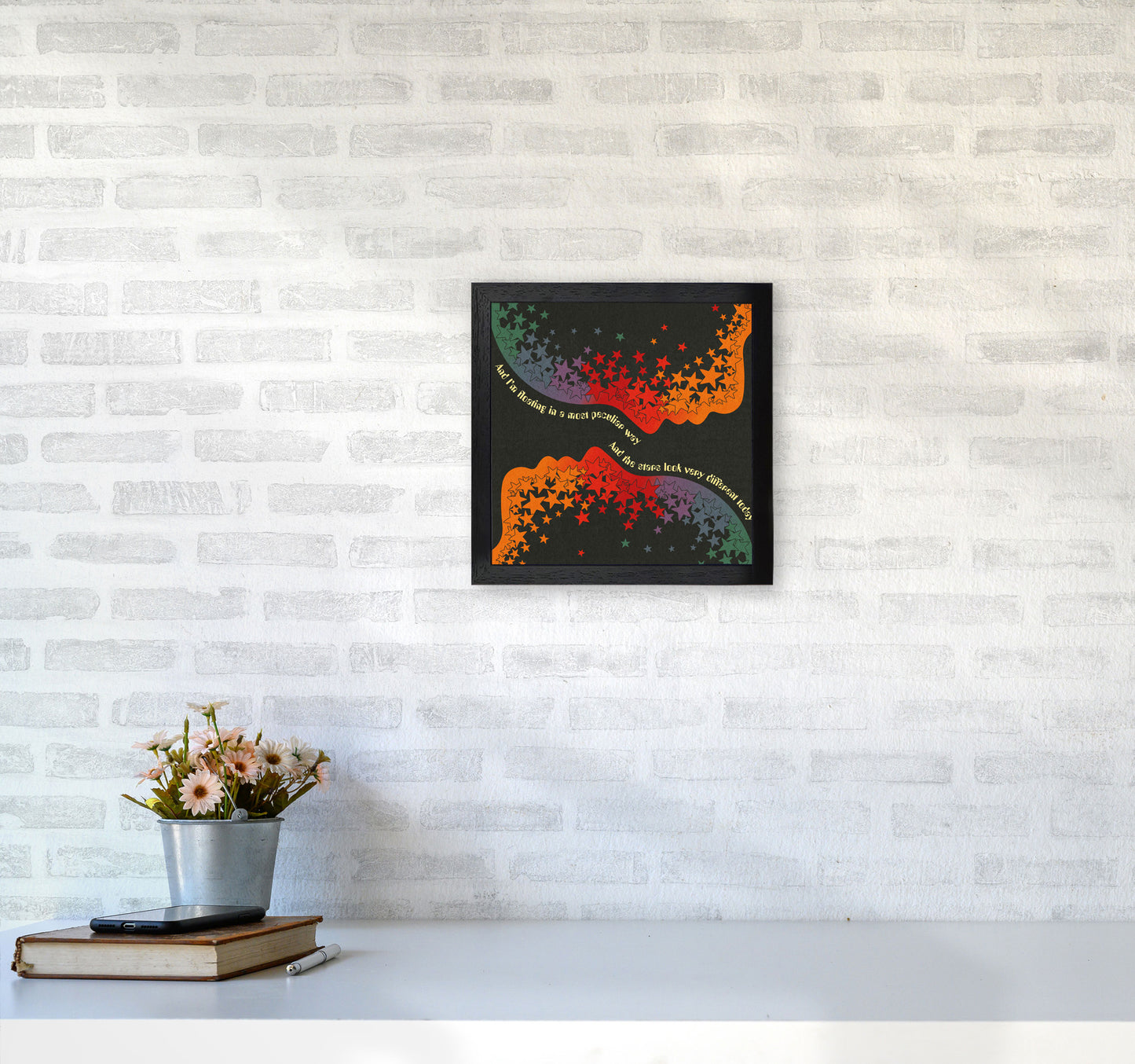 Space Oddity Textured Art Print by Inktally3030 White Frame