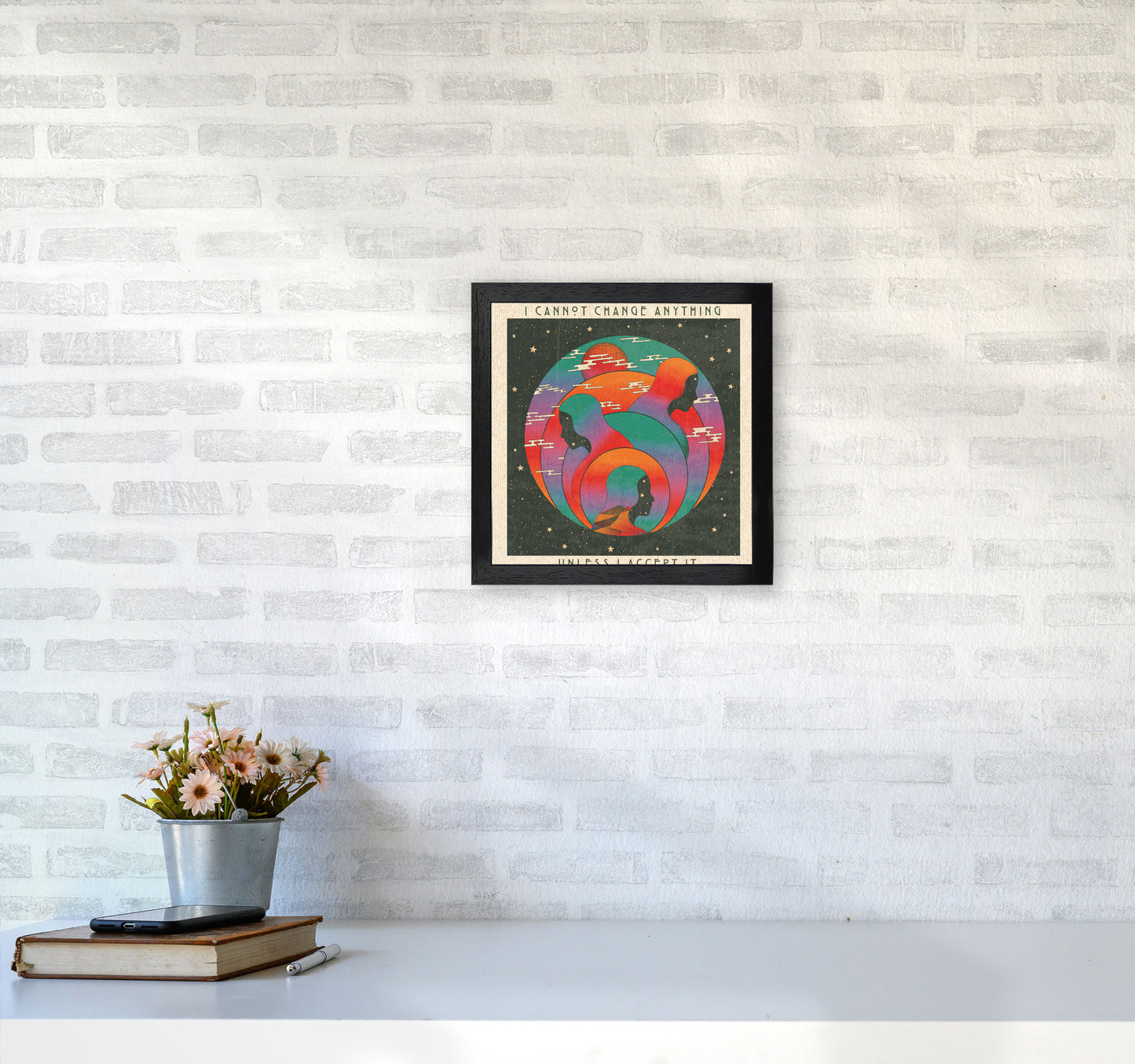 Accept With Text Art Print by Inktally3030 White Frame