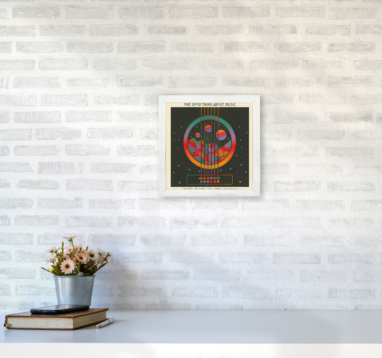 Trench Town Rock Art Print by Inktally3030 Oak Frame
