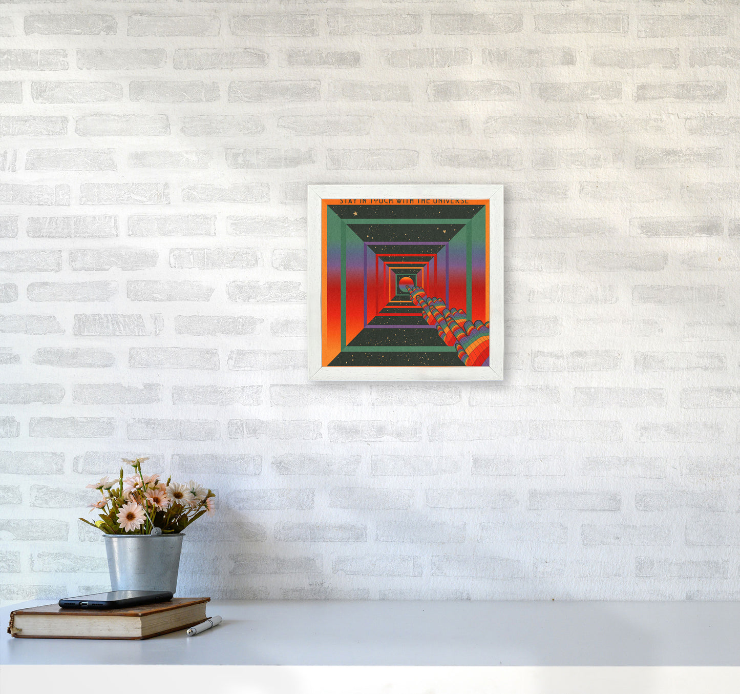 Stay In Touch - Textured - 5500 Art Print by Inktally3030 Oak Frame