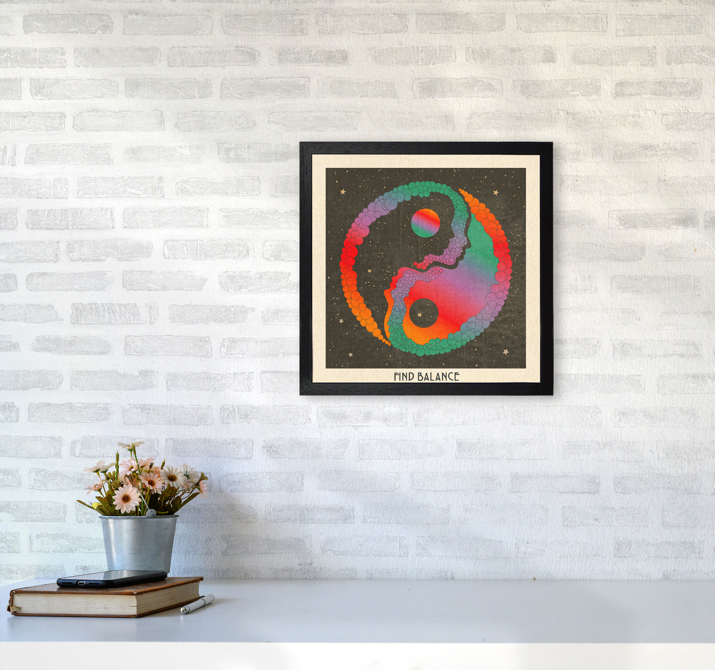 Find Balance Art Print by Inktally4040 White Frame