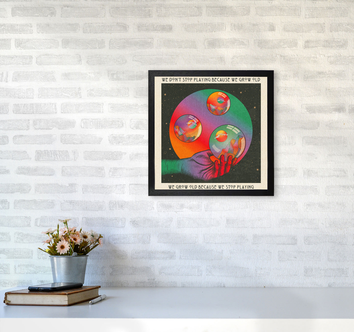 Play - Texted Art Print by Inktally4040 White Frame