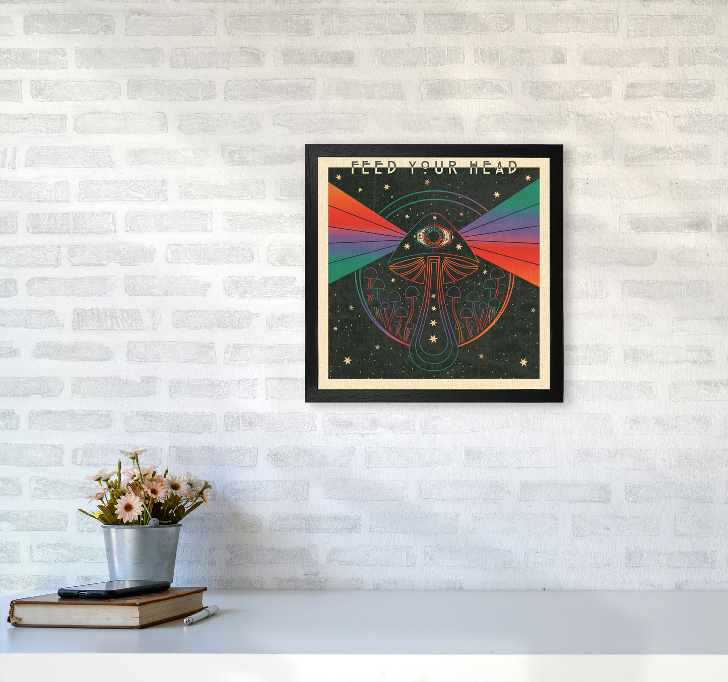 Feed Your Head Art Print by Inktally4040 White Frame