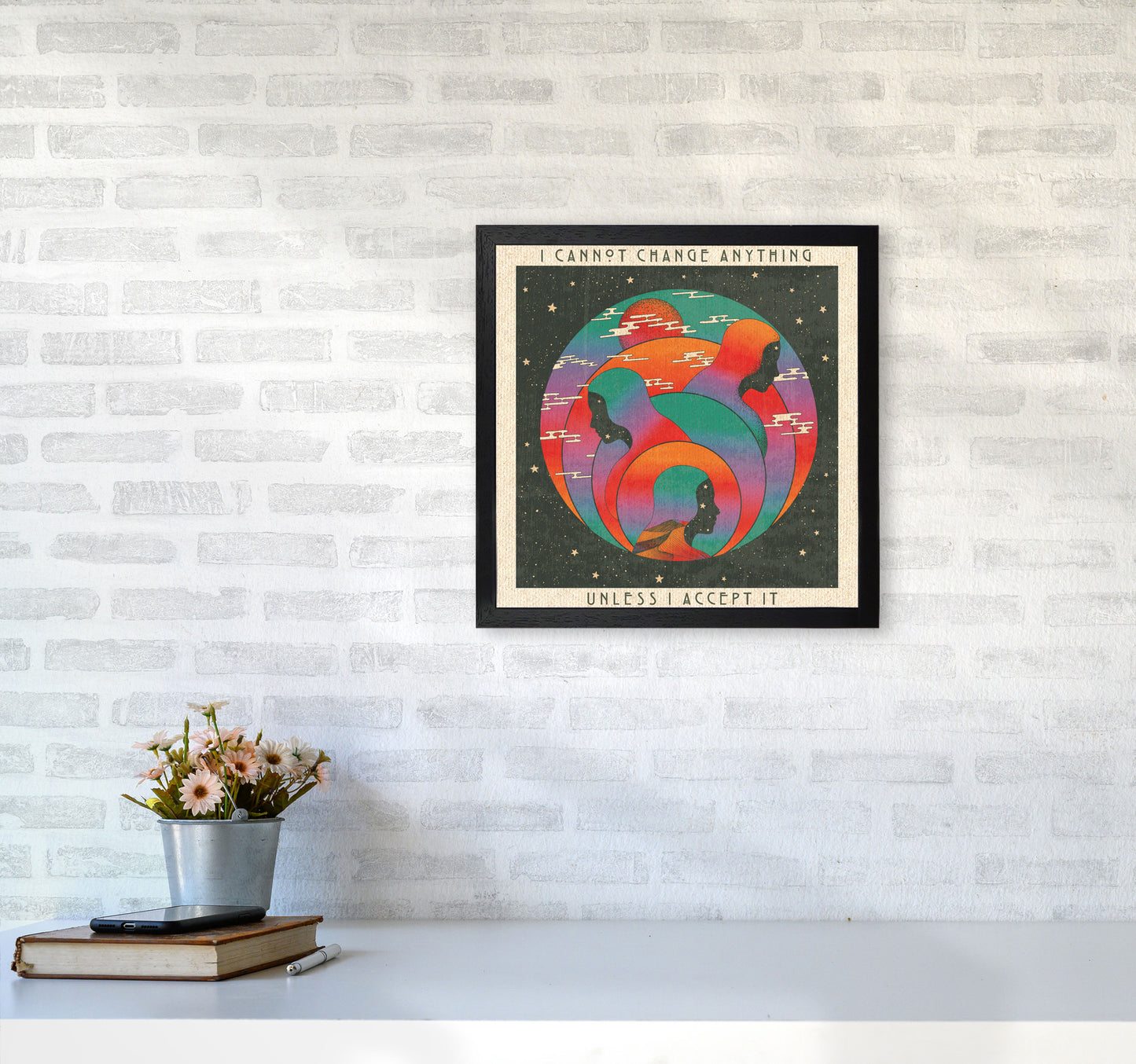 Accept With Text Art Print by Inktally4040 White Frame