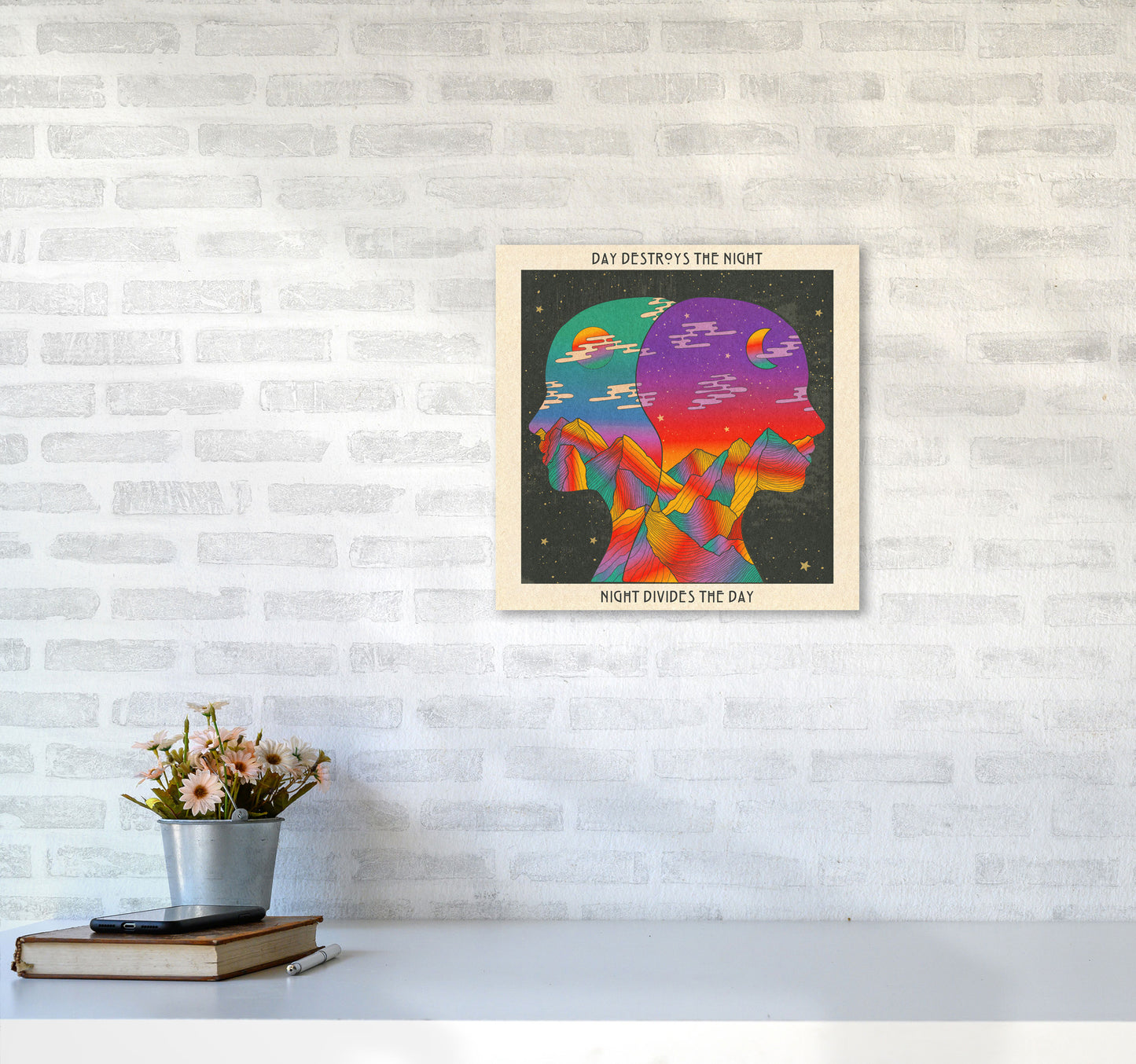 Doors Day And Night Art Print by Inktally4040 Black Frame