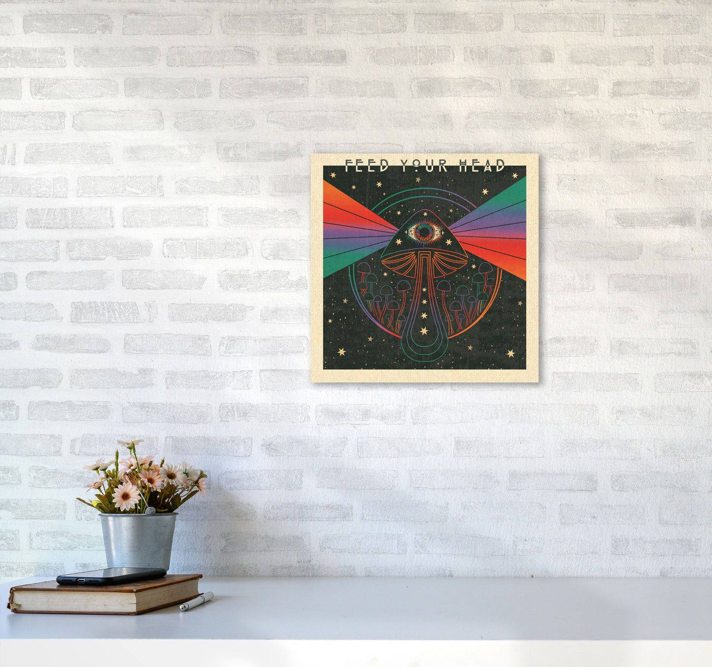 Feed Your Head Art Print by Inktally4040 Black Frame