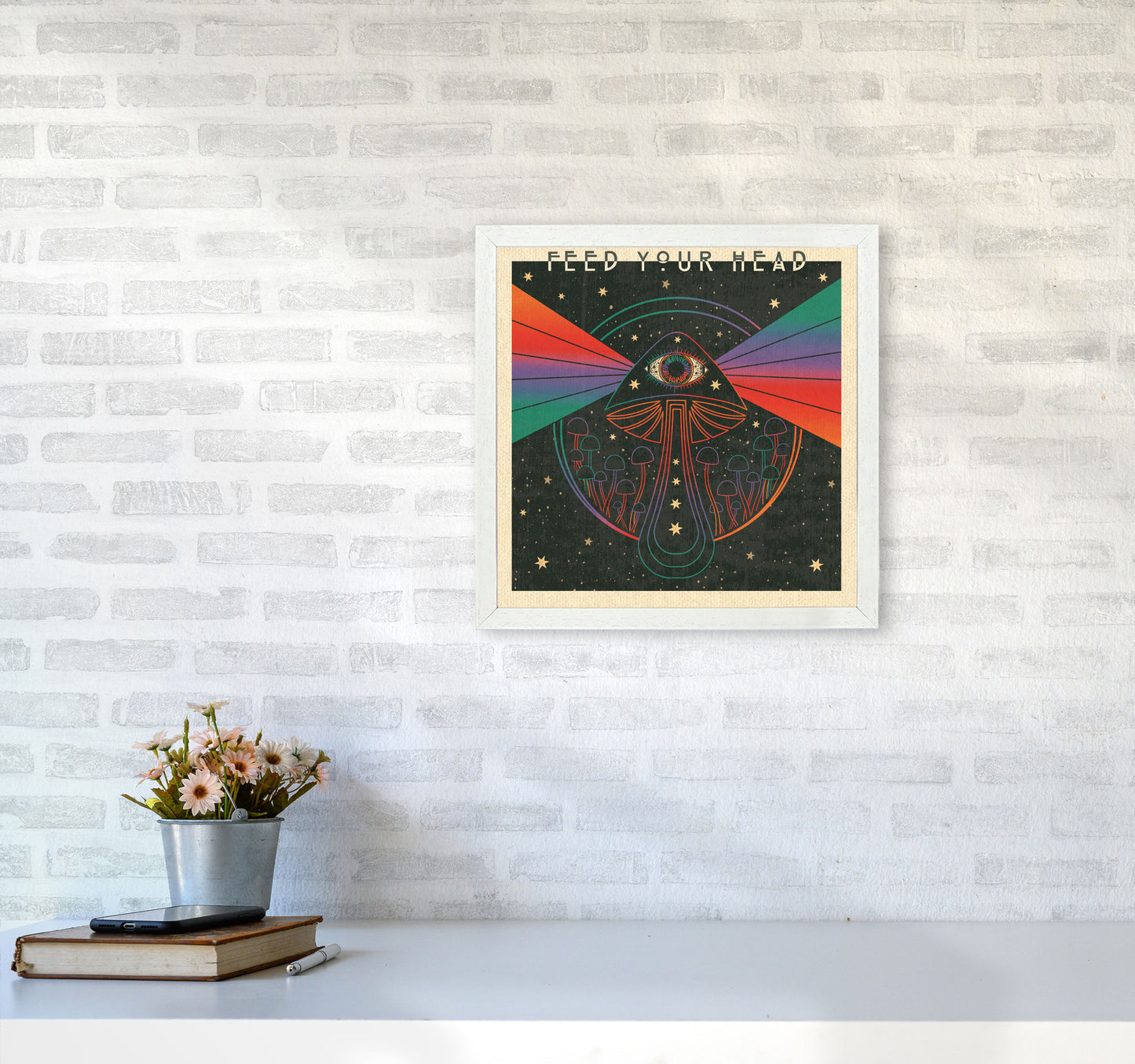 Feed Your Head Art Print by Inktally4040 Oak Frame