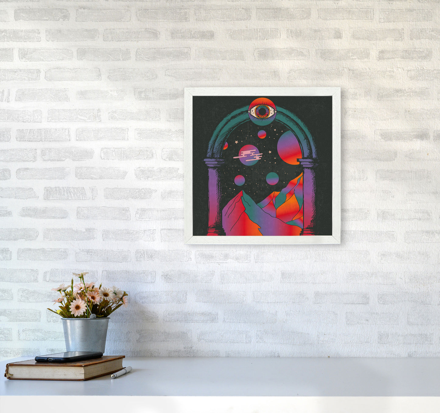 Dreamscape Text Art Print by Inktally4040 Oak Frame