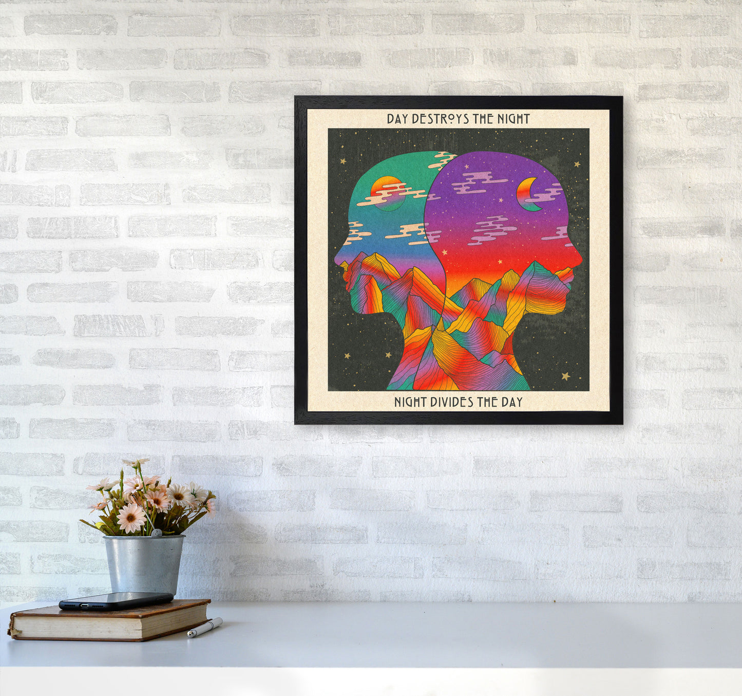 Doors Day And Night Art Print by Inktally5050 White Frame