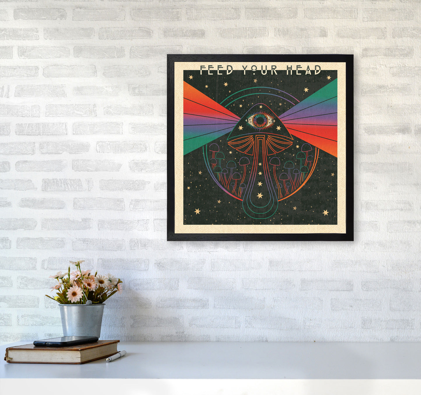 Feed Your Head Art Print by Inktally5050 White Frame