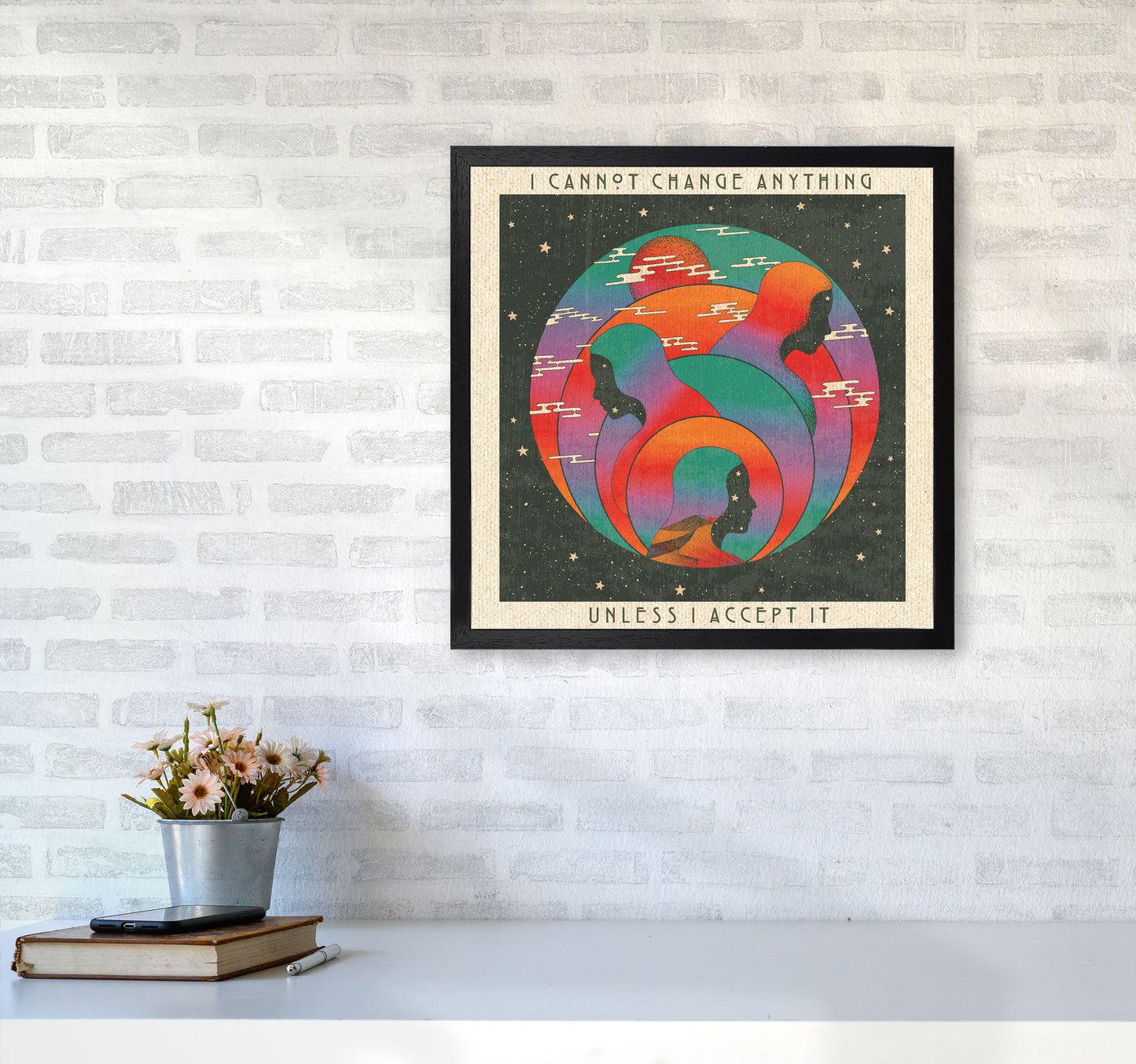 Accept With Text Art Print by Inktally5050 White Frame