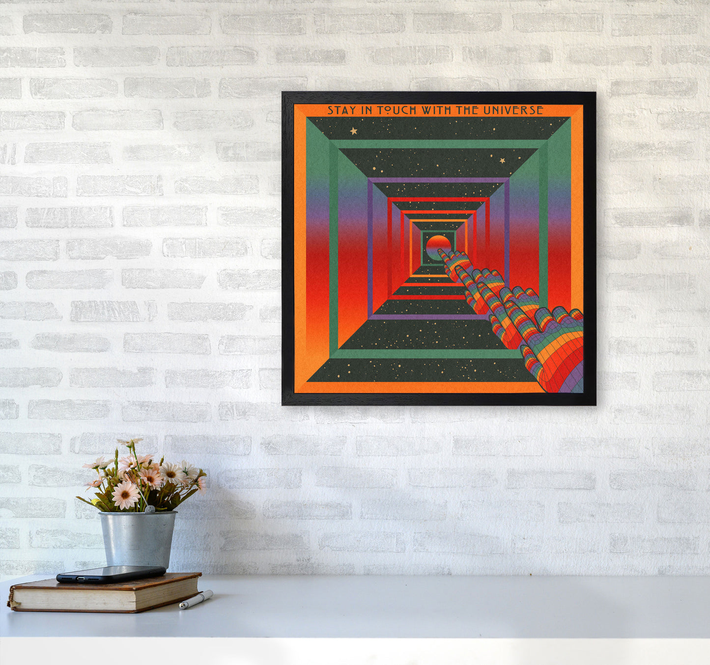 Stay In Touch - Textured - 5500 Art Print by Inktally5050 White Frame